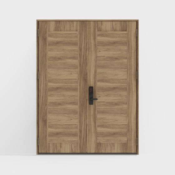 Elegant Low-Poly Wooden Door 3D model
