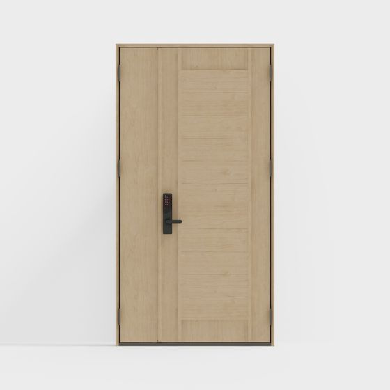 Elegant Wood Door 3D model for Tranquil Spaces