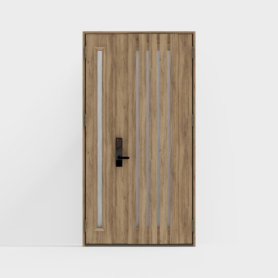 Elegant Low-Polygon Wooden Door 3D model