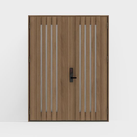 ประตูไม้ Lixil-ประตูเข้าทาง-G04 ประตูคู่-C สีน้ำตาลการศึกษาถูกเปิดจากด้านนอก