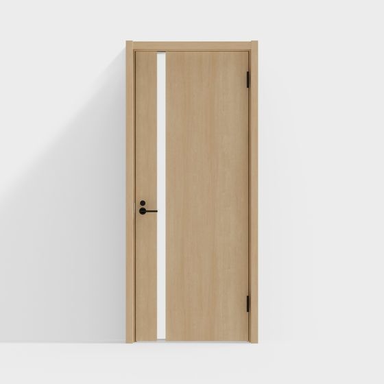 Minimalist 3D Door Model with Wood Texture