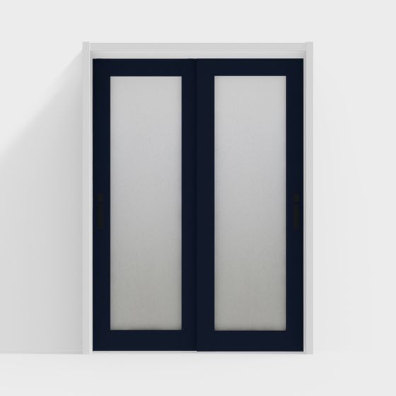 Stylish Navy Blue Double Door 3D Model