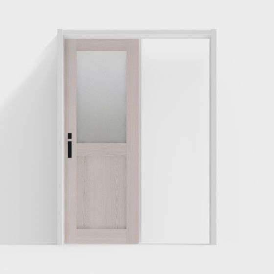 Porte en bois-porte intérieure-LGH porte coulissante simple-DT frêne rose clair