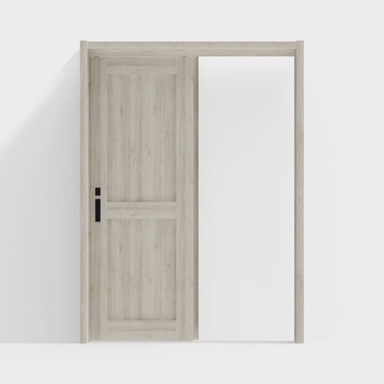 Elegant Wood Door Low-Poly 3D Model