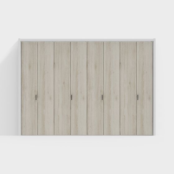 Wood Grain Sliding Wardrobe 3D model