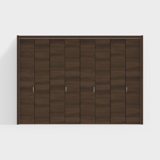 Stylish 6-Door Wardrobe 3D model for Modern Interiors