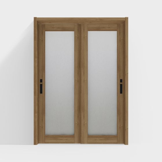 Modern Wood Color Sliding Door 3D Model