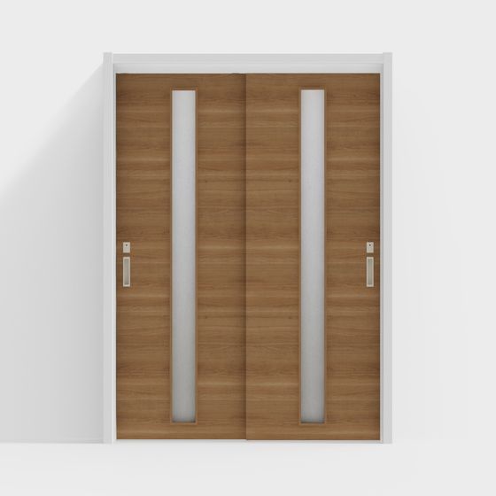 Stylish Wooden Double Door 3D model for Modern Decor