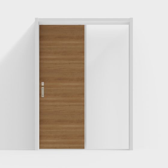 Elegant Wood Grain Glass Door 3D model