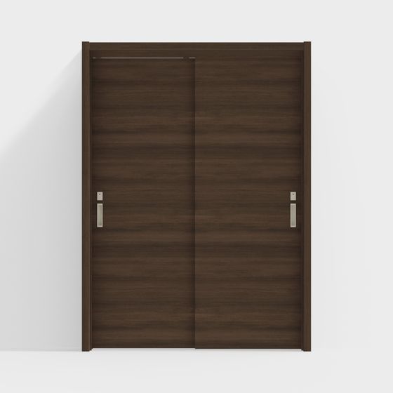 Realistic Wood Texture Sliding Door 3D model