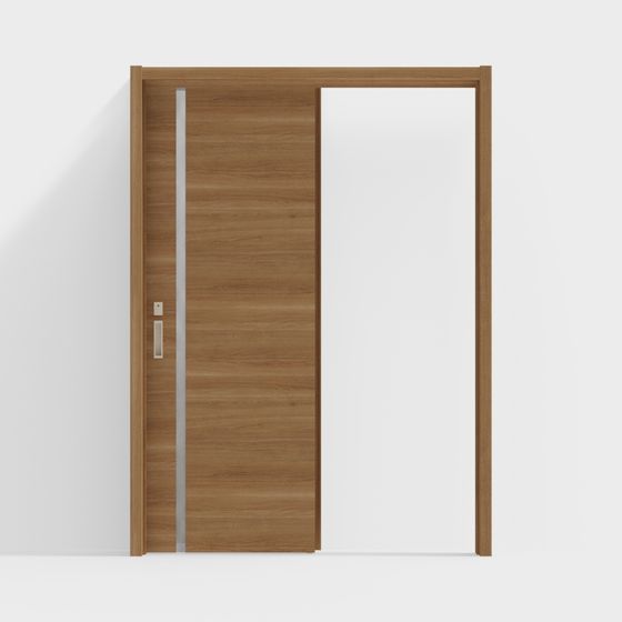 Wood Texture Glass Door 3D model