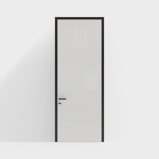 Stylish Glass Black Frame Door 3D Model for Interiors
