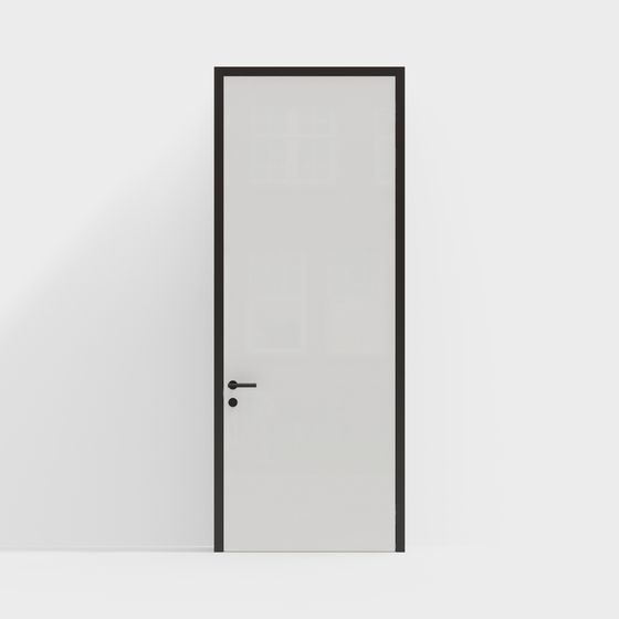 Elegant Glass Black Frame Door 3D model