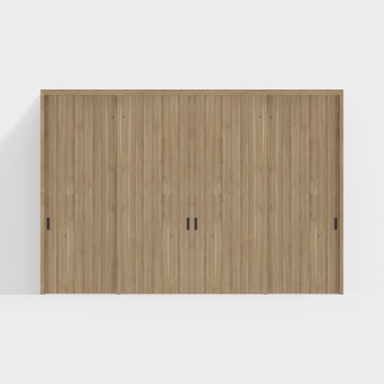 Wooden Sliding Door 3D Model with Low-Poly Design