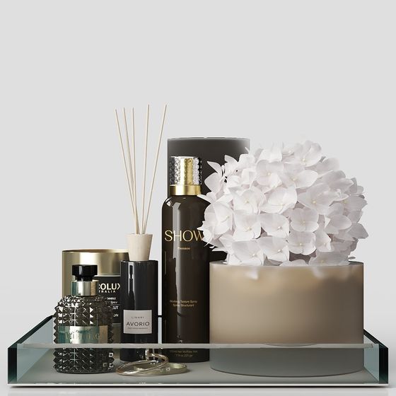 Gray Beauty Cosmetics Set 3D Model for Retail Displays