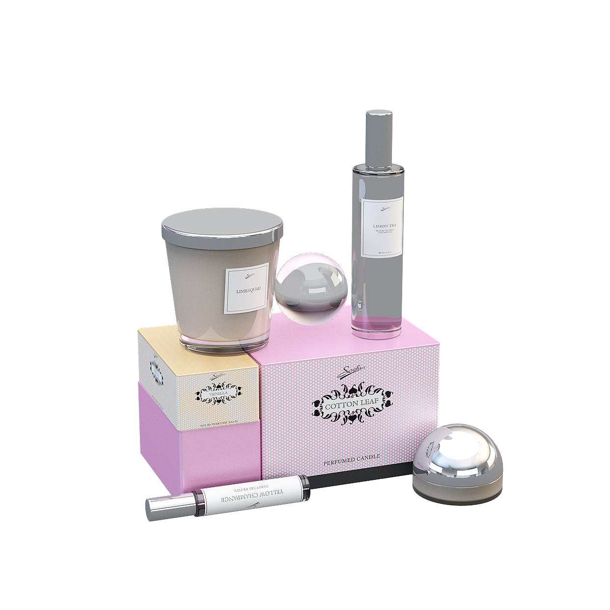 Elegant Perfume Gift Box 3D Model – Realistic Textures