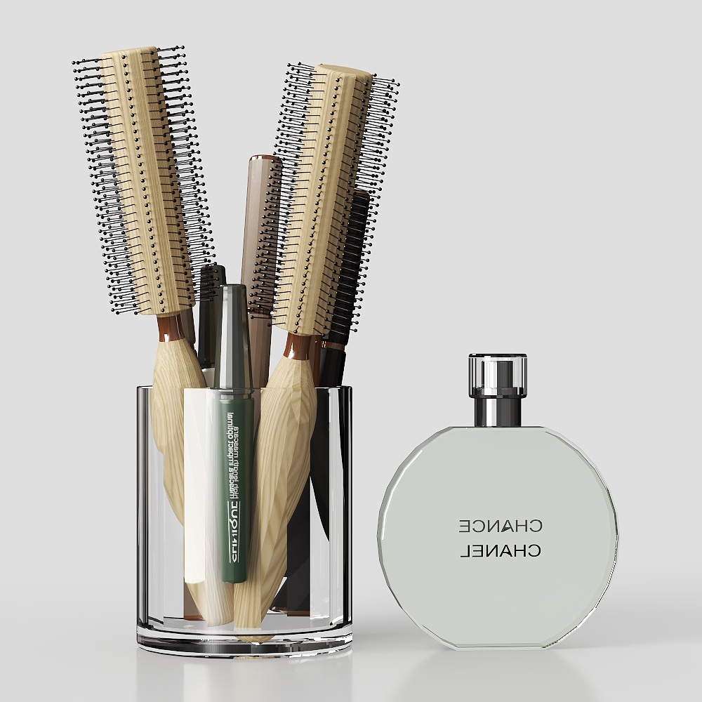 Makeup Brush and Perfume Bottle Set 3D model