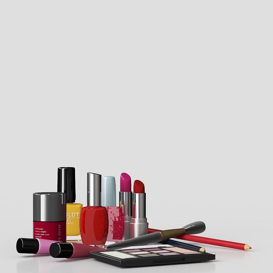 Charming Low-Poly Cosmetics Set 3D Model