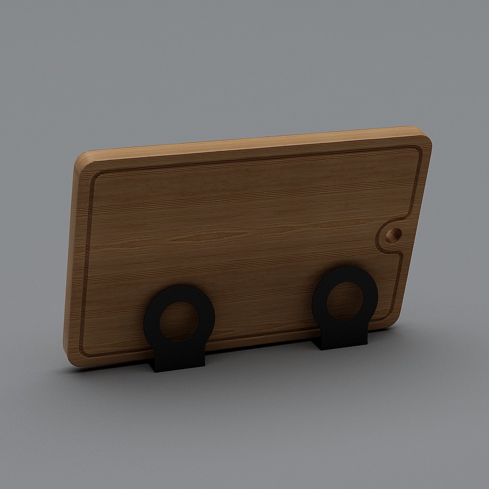 Stylish Wooden Cutting Board with Stand 3D model