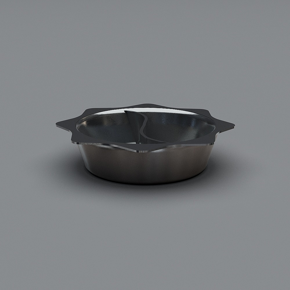Modern Double Compartment Stainless Steel Pot 3D model
