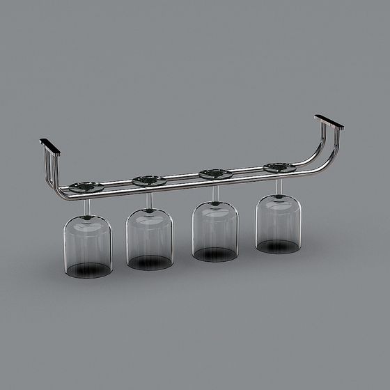 Elegant Low-Poly Wine Glass Rack 3D model