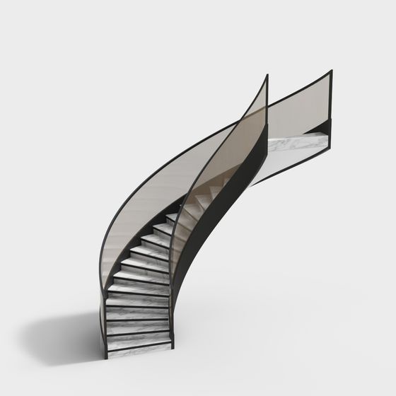 Curved Pathway Floating Staircase 3D model