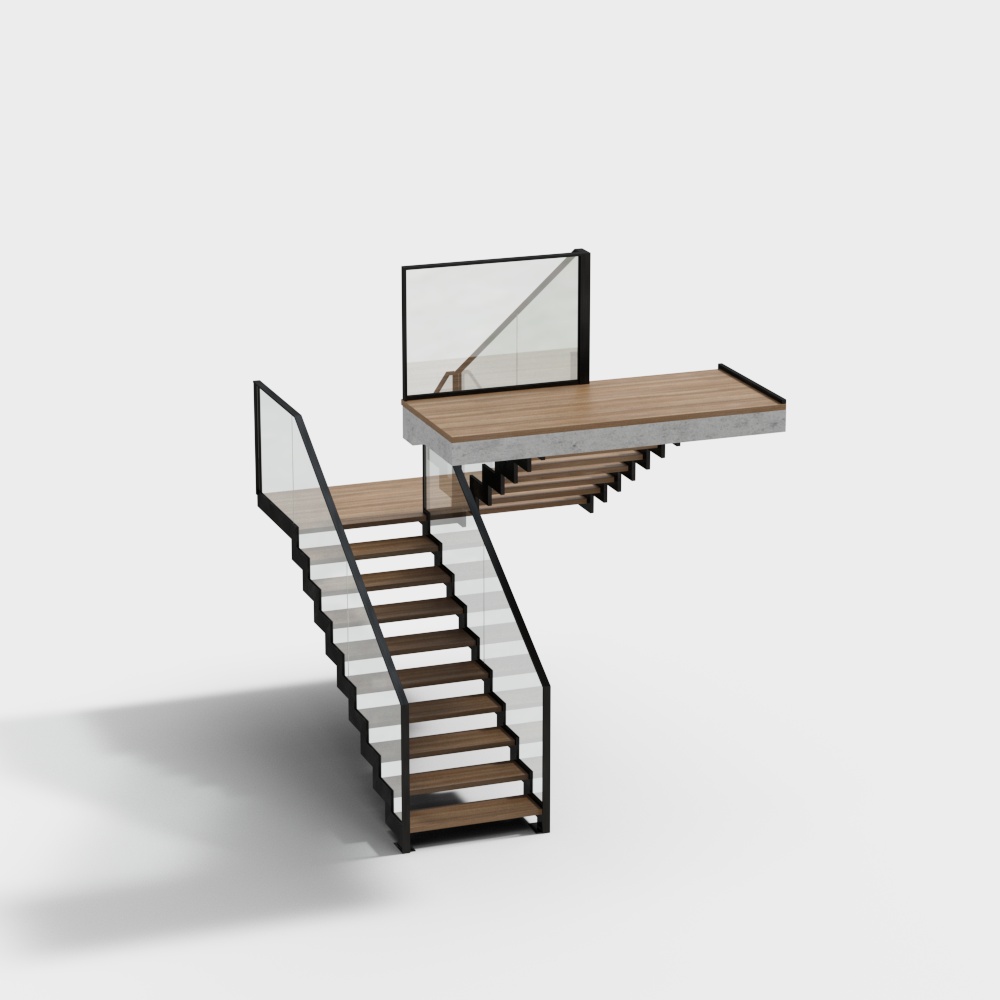 Futuristic Low-Polygon Staircase 3D Model – Modern Design