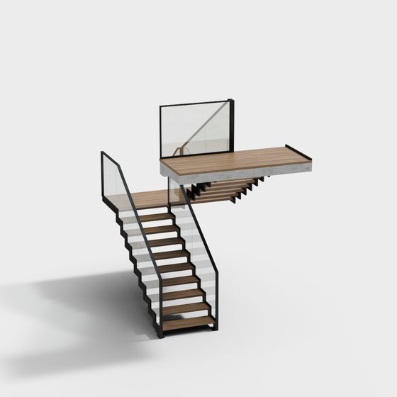 Futuristic Low-Polygon Staircase 3D model