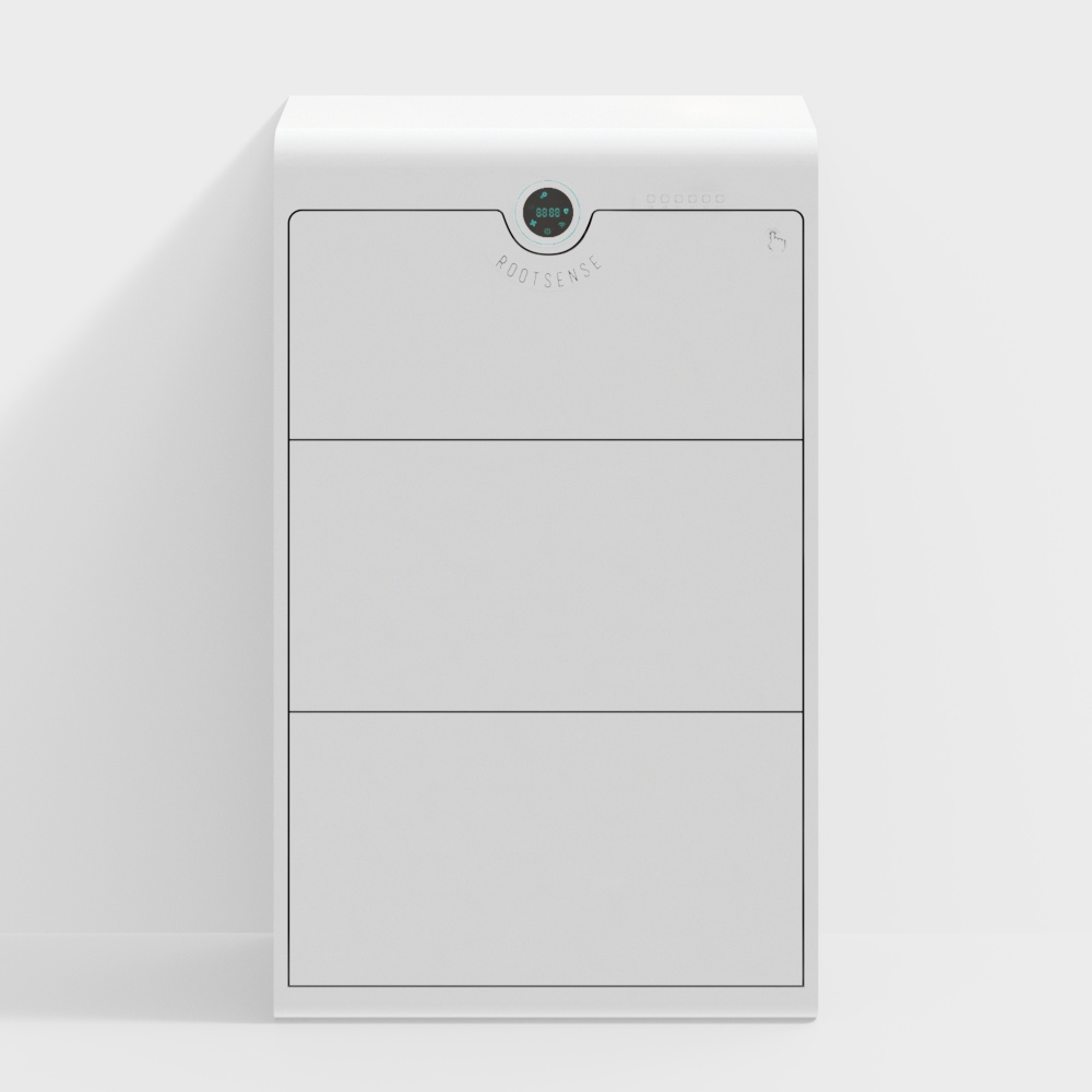 RootSense Shoe Cabinet 3D Model – Minimalist White Metal