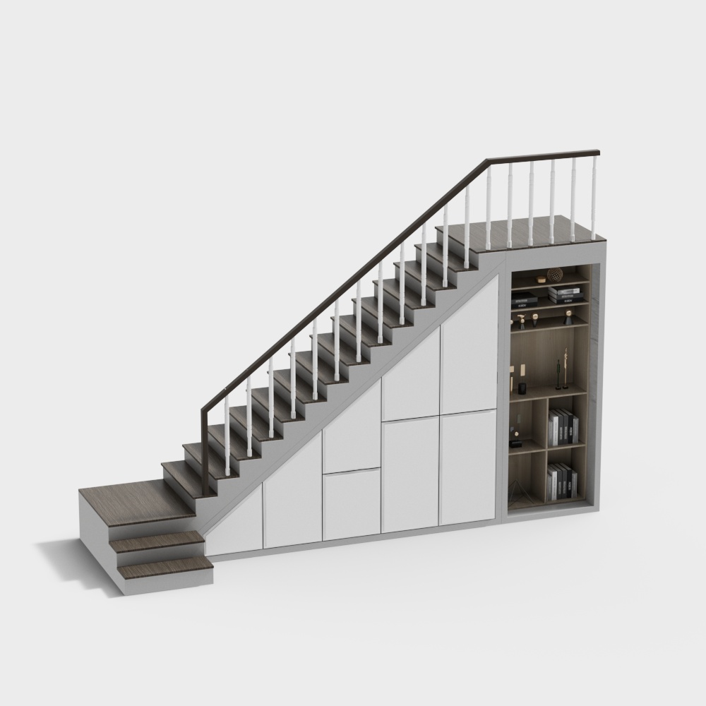 Elegant Low-Polygon Staircase 3D Model – Functional Wood Design