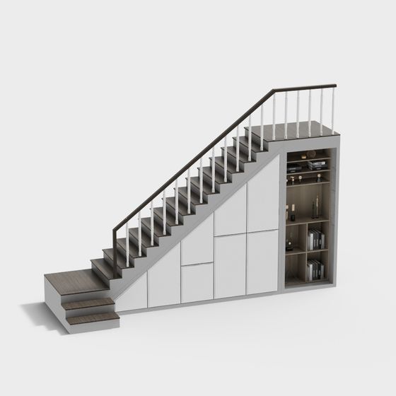 Elegant Low-Polygon Staircase 3D model
