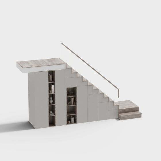 Stylish Stair Cabinet 3D Model - Black Finish