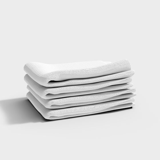 Realistic Low-Poly Towel Stack 3D Model