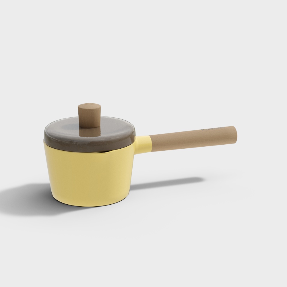 Piccola brocca per latte con cornice in legno fuso gialla