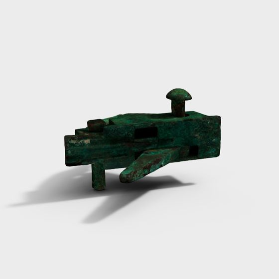 Ancient Rustic Bronze Lock 3D model