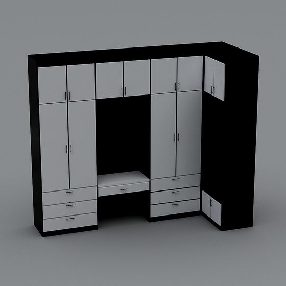 Stylish Low-Poly Wardrobe 3D Model