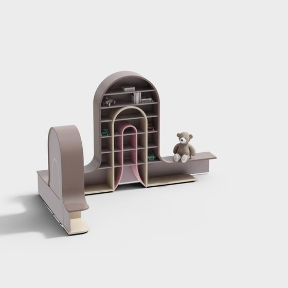 Whimsical Bookshelf 3D model for Children's Spaces