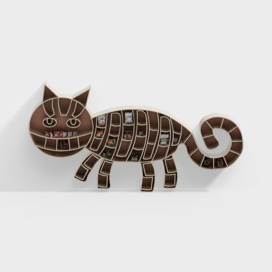Cat-shaped Bookshelf 3D model for Modern Interiors