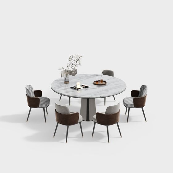 Urban Living Room Dining Table and Chair Set 3D model