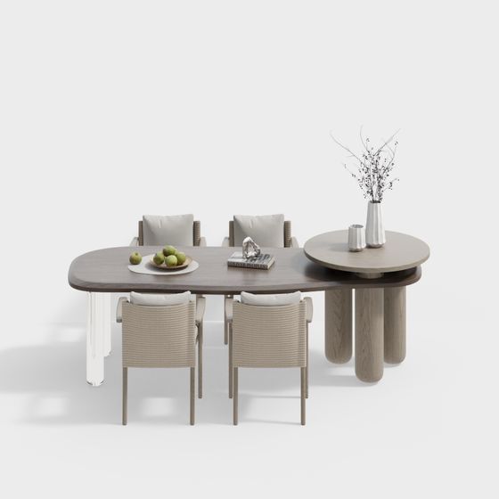 Stylish Dining Table and Chairs Set 3D model for Urban Homes