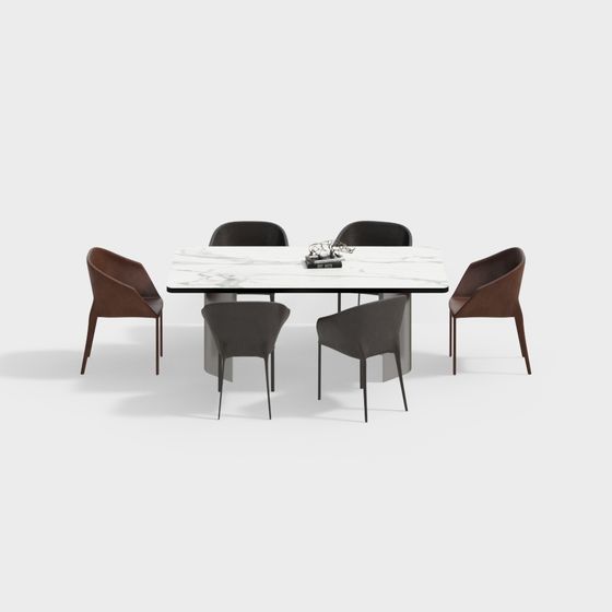 Urban Living Room Table and Chair Set 3D model