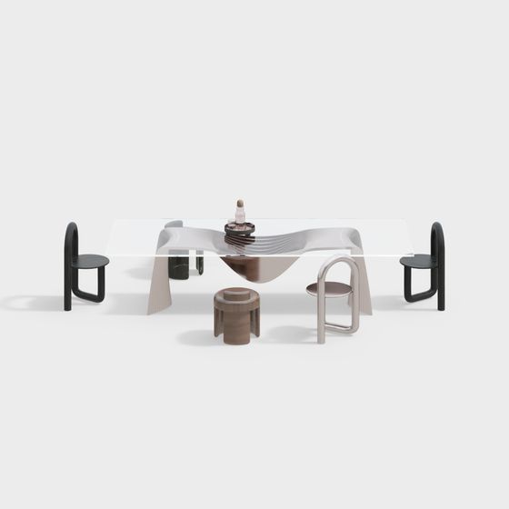 Elegant Dining Table and Chair Set 3D model for Modern Interiors