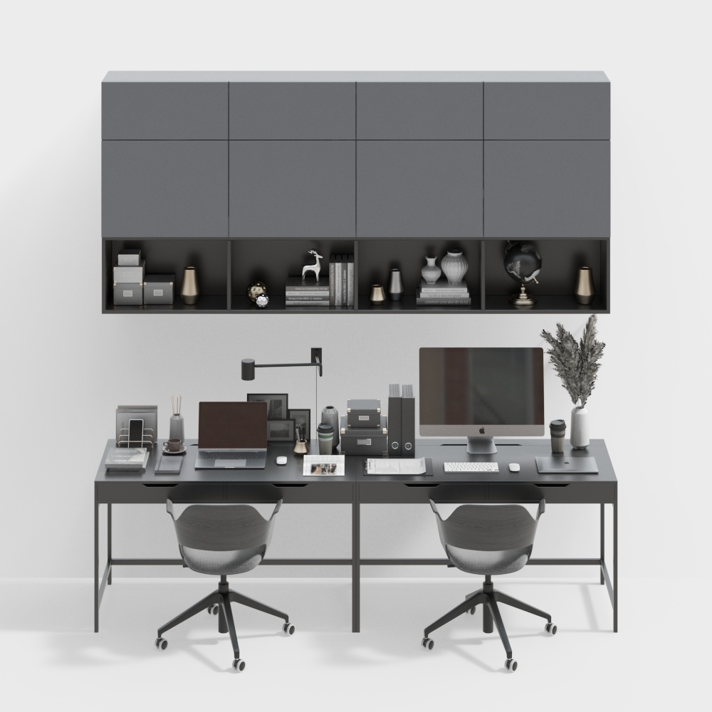 Modern Double Desk and Chair Set