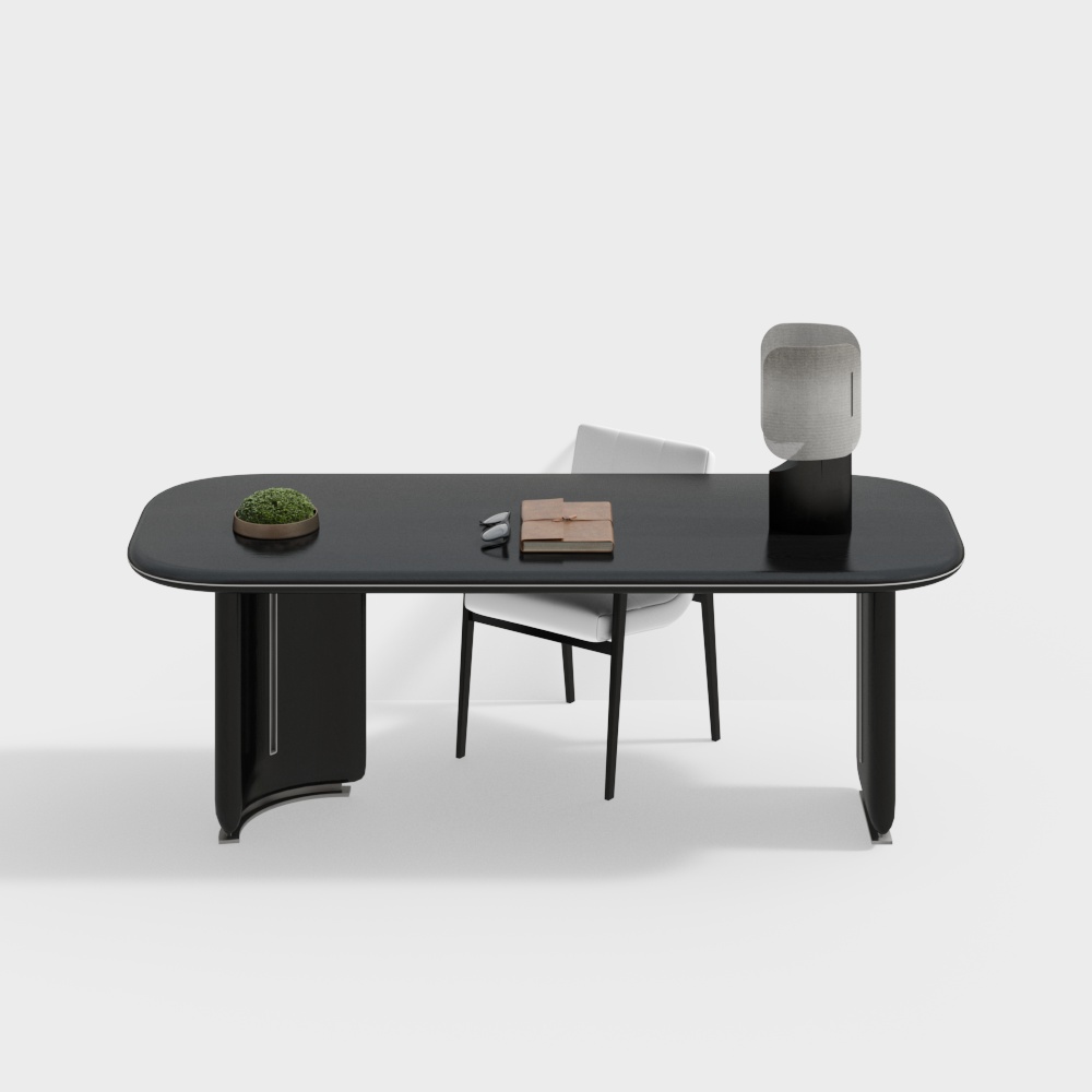 Modern Urban Desk 3D Model – Black & White Low-Poly
