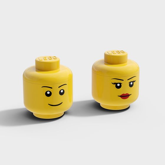 Colorful LEGO Head Piggy Bank 3D model