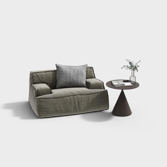 Chic Olive Green Sofa 3D model for Stylish Spaces