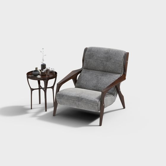 Retro Style Single Sofa Chair 3D model