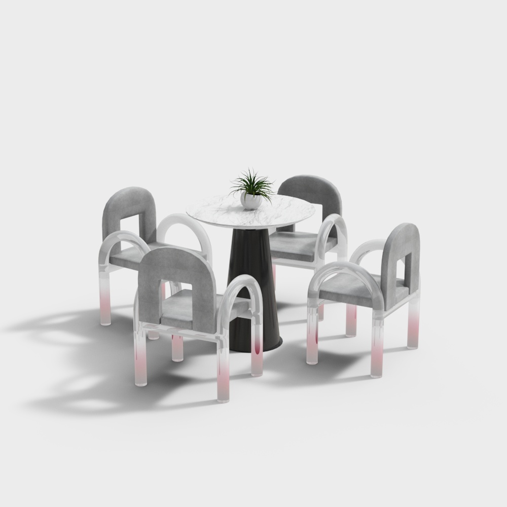 Combinazione di tavolo e sedie casual moderne