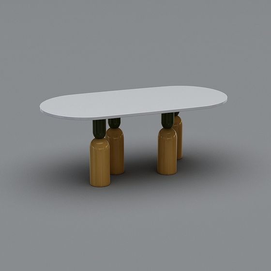 Elegant Oval Dining Table 3D Model