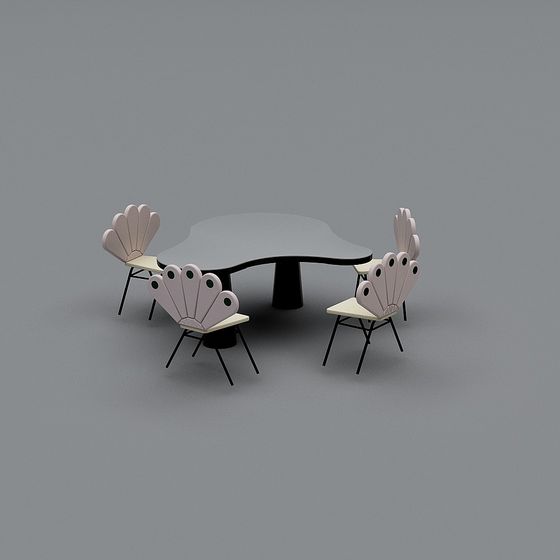 Chic Shell Dining Table and Chairs 3D model